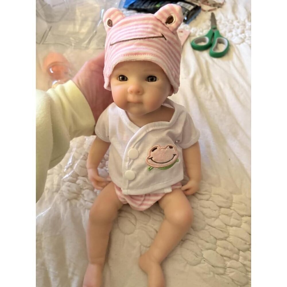 🆕12 inch Realistic Newborn Full Boby Silicone Bettie-Open Mouth Baby Doll Girl